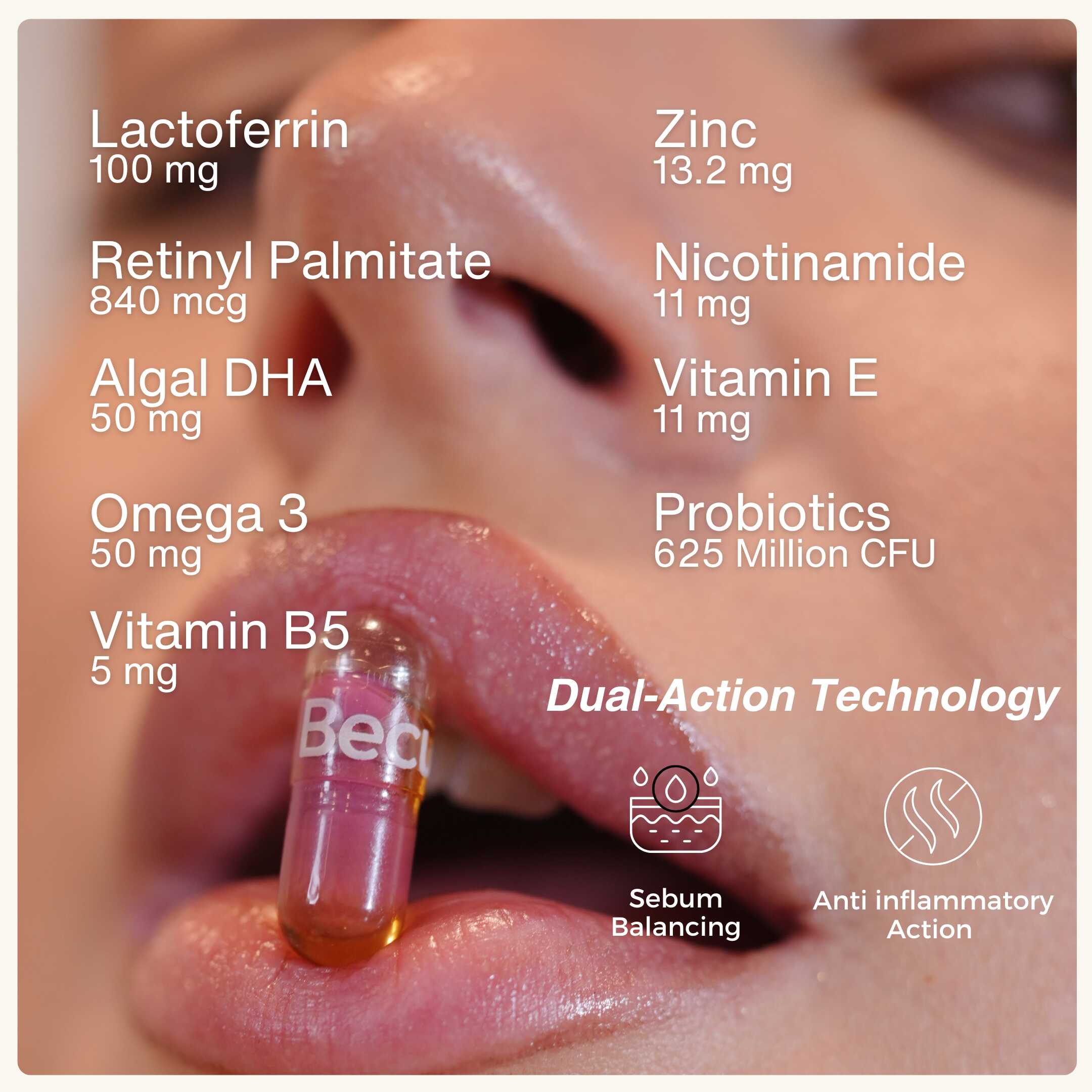 Lactofyn™ Lactoferrin with Retinyl Palmitate, Omega-3, Vitamin B3,B5, E and Probiotics.